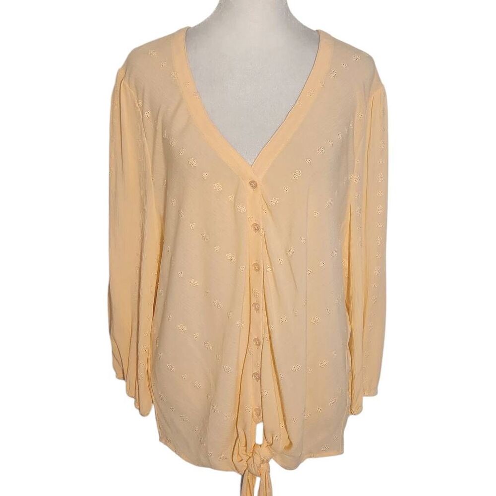 Bob Timberlake Peach Semi-Sheer Button Down Blouse NWT Size Large